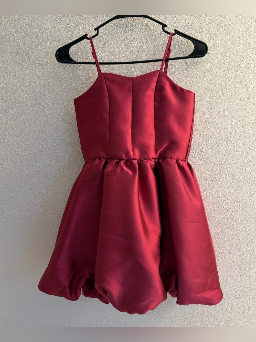 Girls' Burgundy Satin Spaghetti-Strap Party Dress